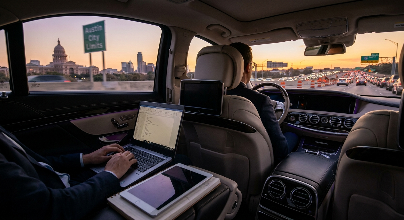 Private car service saving time on San Antonio to Austin trips
